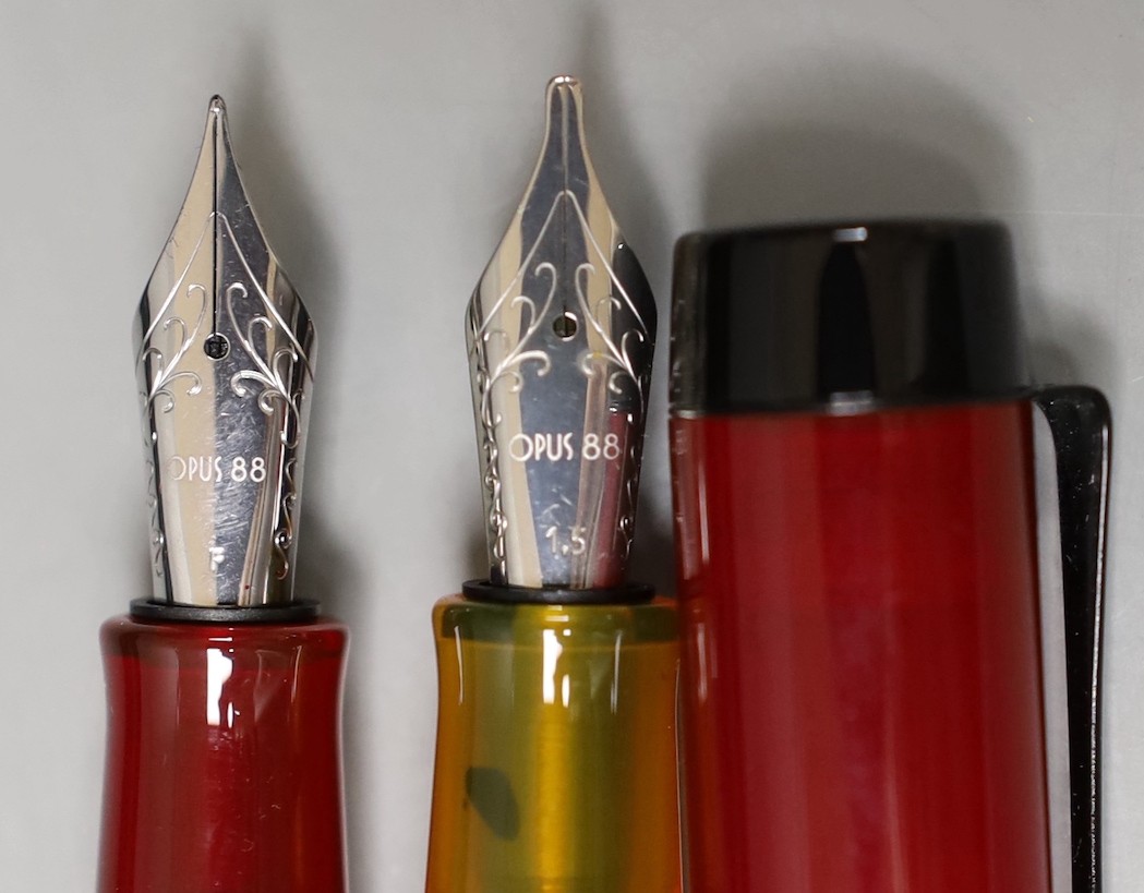 Two Opus 88 eye dropper fountain pens